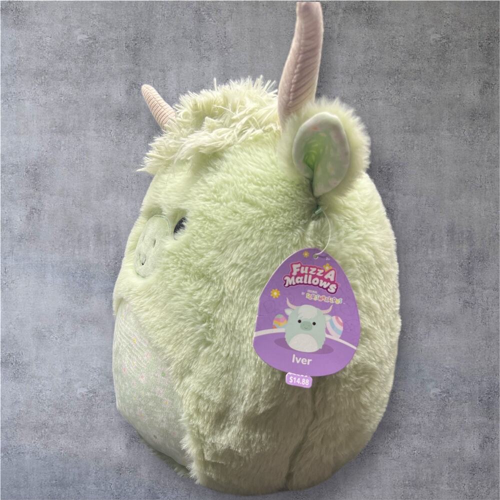 Fuzzamallows by Original Squishmallows Iver The Green Longhorn 12" Plush - Picture 3 of 6